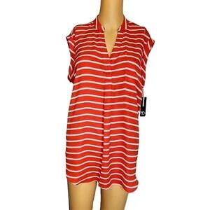 Women's New Directions Red V-Neck New Tunic Sleeveless Blouse Sz Large Petite